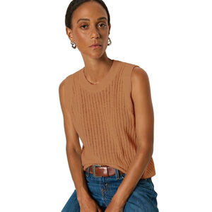 NWT Nation Ltd Elliana Knit Tank Vest Praline Camel Brown Sz M Chenille Classic